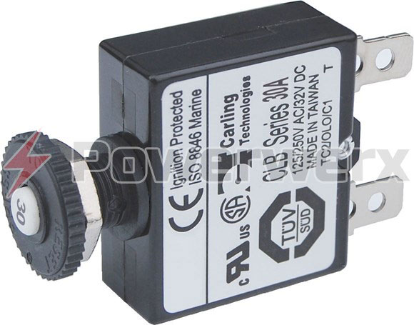 15A Push Button Reset Only Quick Connect Circuit Breaker