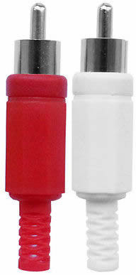 RCA Plug (2Pk) 1Red 1White Plastic Handle Strain Relief