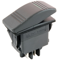 Green 12V Inc Lighted Rocker Switch SPST On-None-Off 12V 20A