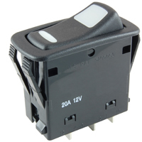 SPST 12VDC Amber/Green LED Lighted Rocker (On)-None-Off 20A NTE