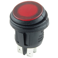 Red 12VDC LED Round Rocker DPST On-None-Off 16A