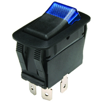 Blue 12V LED Lighted Rocker Switch SPST Off-None-On 21A