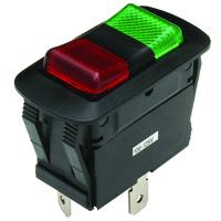SPDT 125VAC Red/Green Neon Lighted Rocker On-Off-On 16A NTE