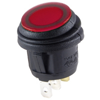 Red LED 12VDC Round Rocker SPST On-None-Off 12VDC 16A