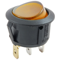 Amber 12V LED RoundRocker SPST On-None-Off 125V 16A