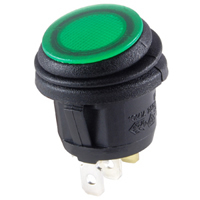 Green 12VDC LED Round Rocker SPST On-None-Off 16A
