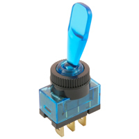 Blue Lighted Bat Toggle SPST On-None-Off 12VDC 20A