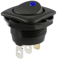 Blue LED Round Rocker SPST On-None-Off 12VDC 20A