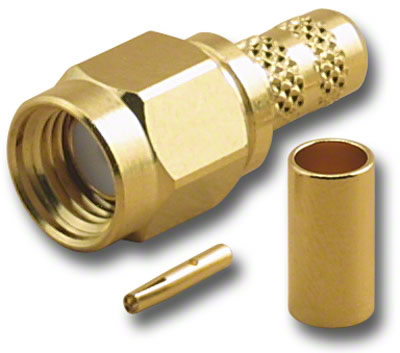 RP-SMA Plug 3-Piece Crimp-On RG-58/U (Gold)