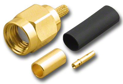 RP-SMA Plug 3-Piece Crimp-On RG-174/U RG-316/U (Gold)