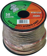 50Ft 12Awg Clear Speaker Wire (2-Conductor)