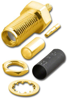 SMA Bulkhead Jack 3-Piece Crimp RG-174/U RG-316/U (Gold)