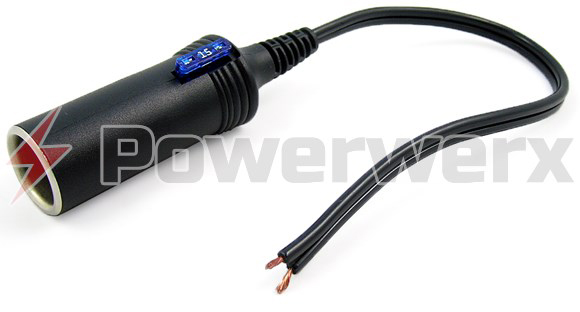 Cigarette Lighter Socket with Internal 15A ATC Fuse w/Bare Wires