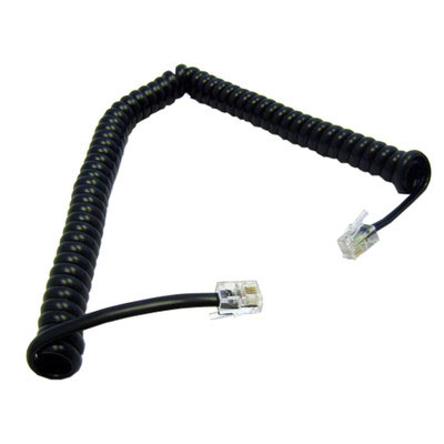 14Ft Black Coiled Data Interconnect Cable (6P6C) For Data Pin1-1