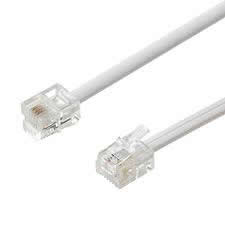 14Ft White Phone Cable, RJ11 (6P4C) Reverse for Voice