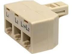 2-Line Phone Splitter L1/L2/L1+L2 Ivory