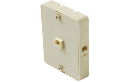 4C Tel Flush Mount Jack Splitter - Wall Mount (White) 6P4C