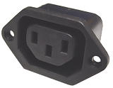 Panel Mounted Female IEC-320-C13 AC Socket with Mounting Ears